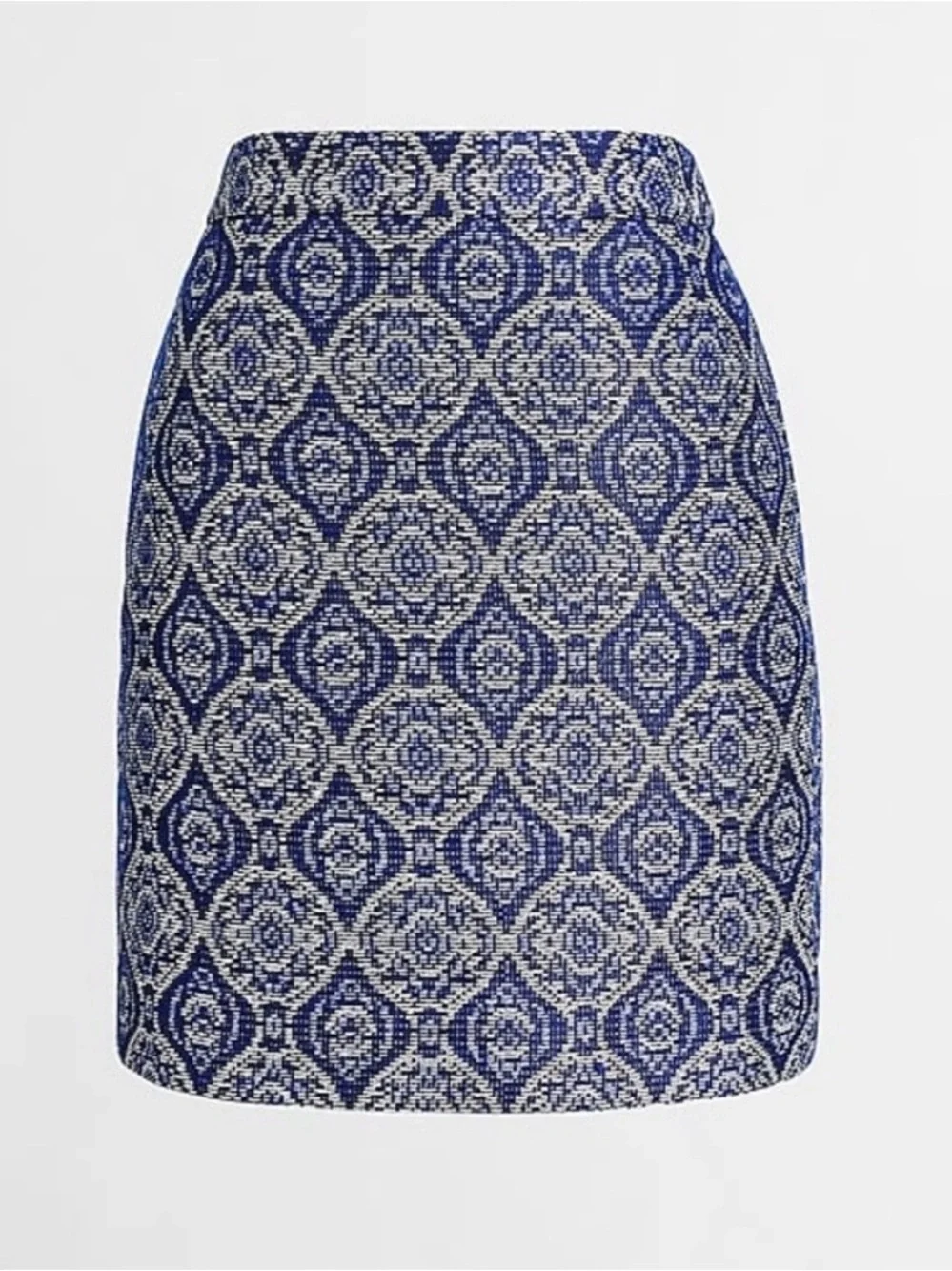J.Crew Blue and Gold Patterned Brocade Mini Skirt Size 6 Preppy - Picture 1 of 5